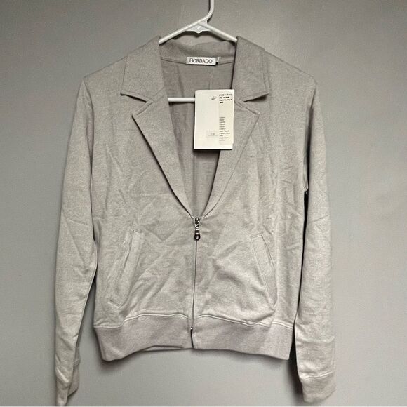 Bordado Women’s Terry Zip Jacket lapel Heather gray size Medium M blazer - Picture 1 of 4